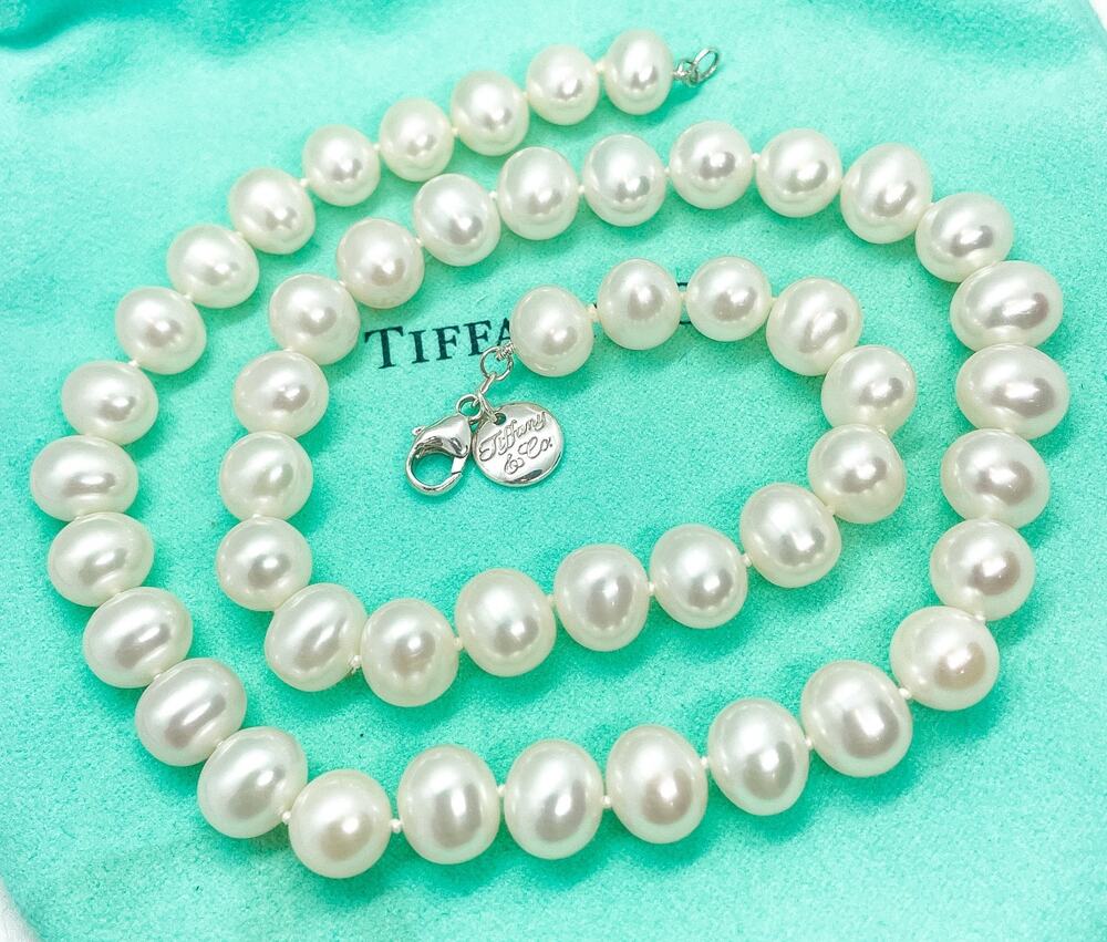 Tiffany & Co. Freshwater Pearl Strand Necklace 8-9mm Sterling Silver 18"